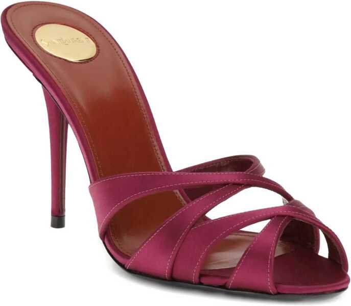 Pantofi cu toc Saint Laurent Crpe satin Chandelle mules Sandals BORDEAUX Femei (BM 19524731) 2