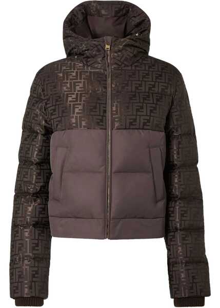 Geci de iarna Fendi Padded Technical FF Jacquard Jacket DARK BROWN-25 Femei (BM 19527611) 1
