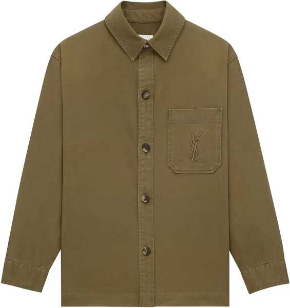 Camasi casual Saint Laurent Cassandre Overshirt in cotton and linen gabardine TEAK Femei (BM 19527635) 2