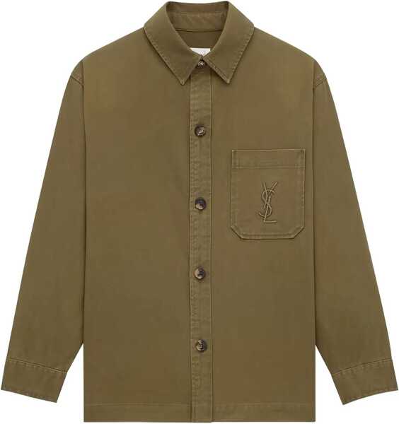 Camasi casual Saint Laurent Cassandre Overshirt in cotton and linen gabardine TEAK Femei (BM 19527635) 1