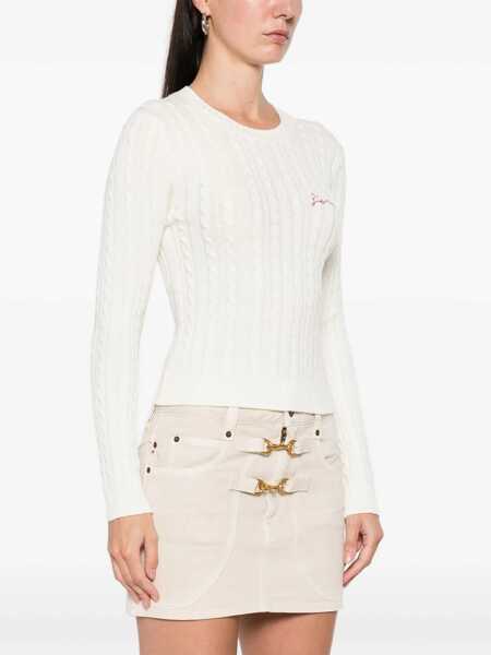 Pulovere casual Fiorucci Cableknit Logo Crop Jumper OFF WHITE Femei (BM 19527659) 3