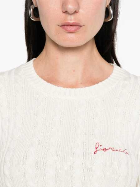 Pulovere casual Fiorucci Cableknit Logo Crop Jumper OFF WHITE Femei (BM 19527659) 5