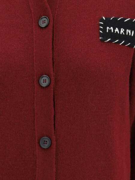 Cardigane Marni Cashmere Cardigan with patch BURGUNDY Femei (BM 19527671) 3