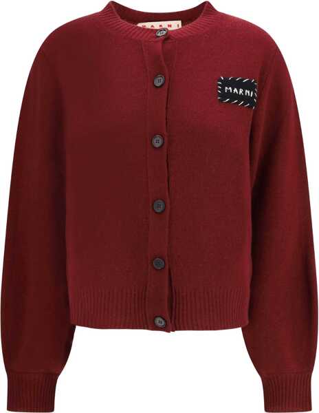 Cardigane Marni Cashmere Cardigan with patch BURGUNDY Femei (BM 19527671) 1