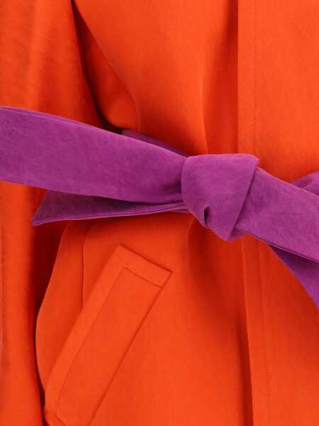 Paltoane Saint Laurent Belted Stonewashed Silk Satin Coat CORAL Femei (BM 19527839) 4