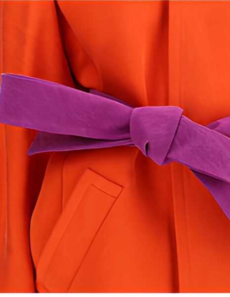 Paltoane Saint Laurent Belted Stonewashed Silk Satin Coat CORAL Femei (BM 19527839) 5