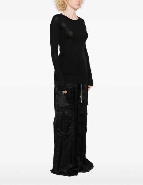 Pulovere casual Rick Owens Cotton long sleeve Jersey BLACK Femei (BM 19527851) 3