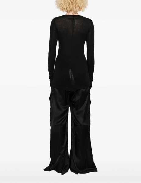 Pulovere casual Rick Owens Cotton long sleeve Jersey BLACK Femei (BM 19527851) 4