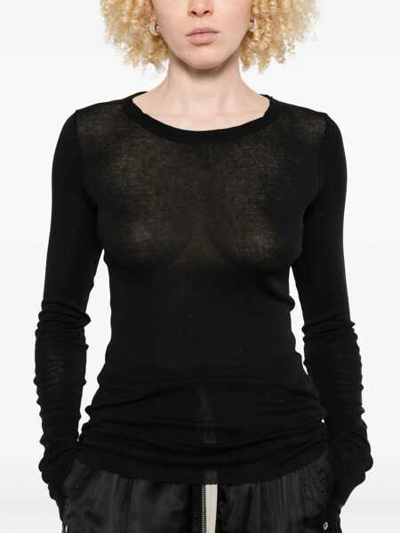Pulovere casual Rick Owens Cotton long sleeve Jersey BLACK Femei (BM 19527851) 5