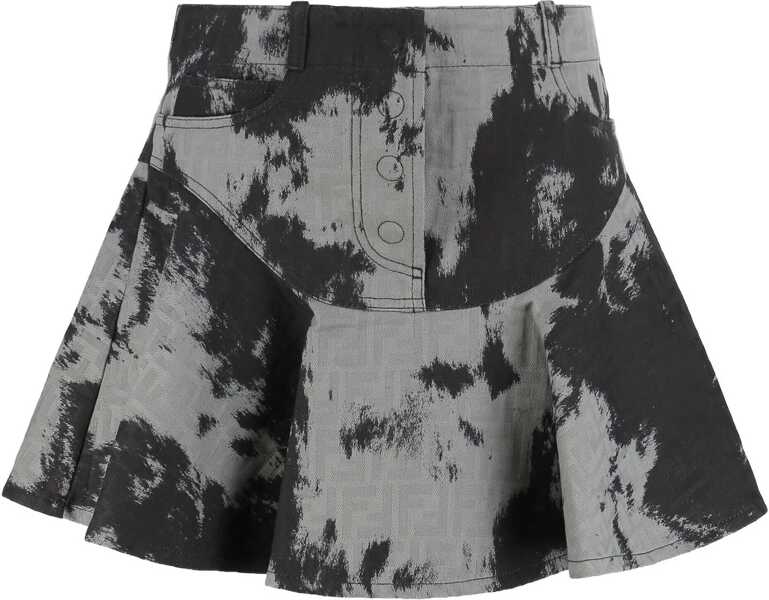 Fuste Fendi Denim Miniskirt with animalier motif BLACK Femei (BM 19527863) 1