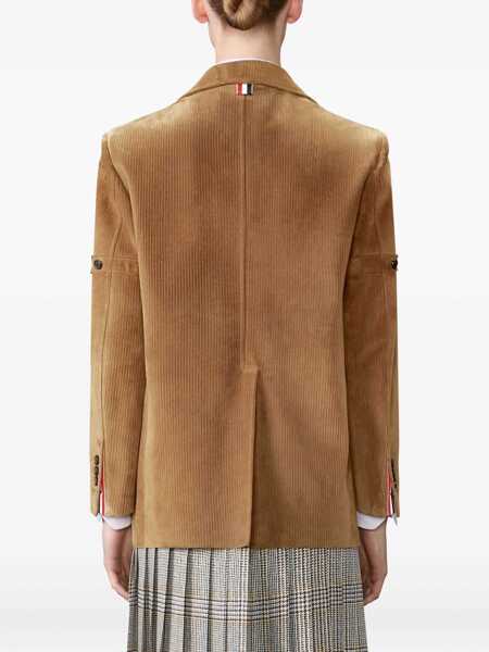 Veste casual Thom Browne Ribbed suede Jacket BROWN Femei (BM 19527872) 4