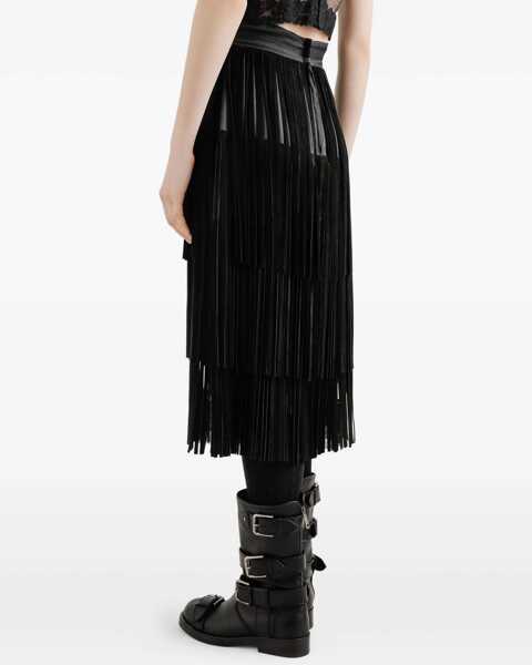 Fuste Dolce & Gabbana Organza Skirt with fringes NERO Femei (BM 19527875) 4