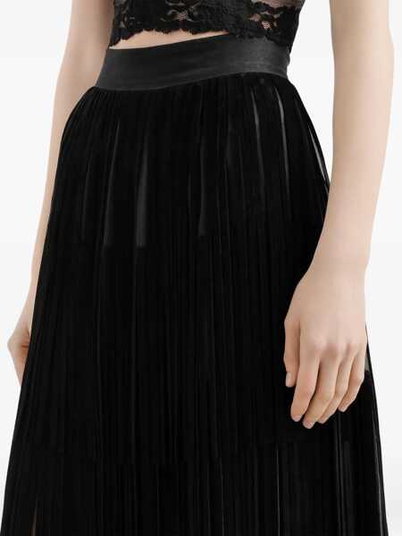 Fuste Dolce & Gabbana Organza Skirt with fringes NERO Femei (BM 19527875) 5