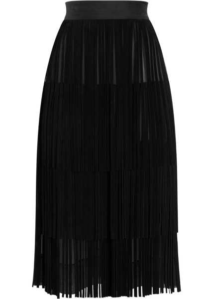 Fuste Dolce & Gabbana Organza Skirt with fringes NERO Femei (BM 19527875) 1