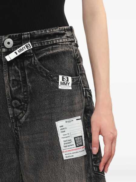 Blugi MAISON MIHARA YASUHIRO Amateur Sewn Like Wide Denim Jeans BLACK Femei (BM 19533137) 5