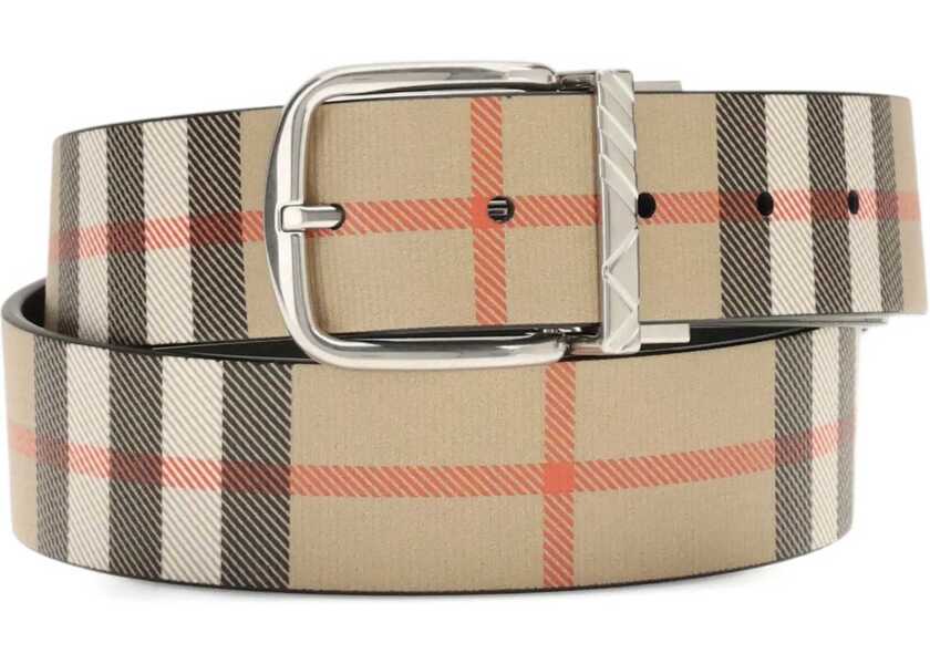 Curele Burberry Check Belt BLACK/SAND/SILVER Barbati (BM 19533413) 2