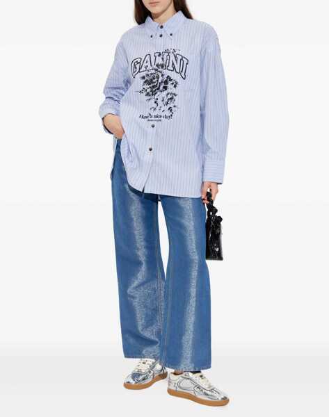 Pantaloni casual Ganni Cotton Denim Jeans BLUE Femei (BM 19533554) 2