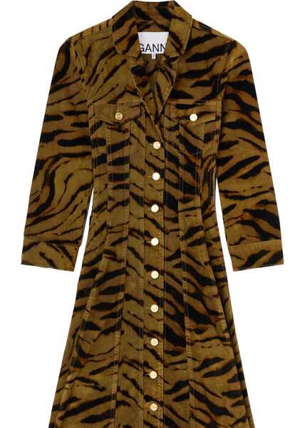 Rochii casual Ganni Long Dress With Tiger Print ANIMALIER Femei (BM 19533749) 2