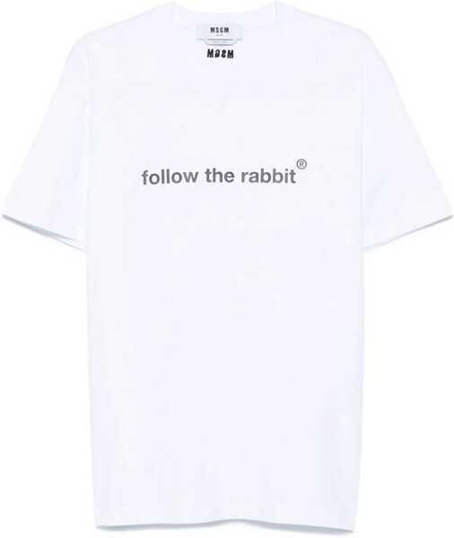 Tricouri MSGM Follow The Rabbit T-Shirt WHITE Barbati (BM 19533920) 1