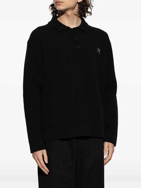 Tricouri Polo MAISON KITSUN Long-Sleeved Polo Shirt BLACK Barbati (BM 19534043) 3