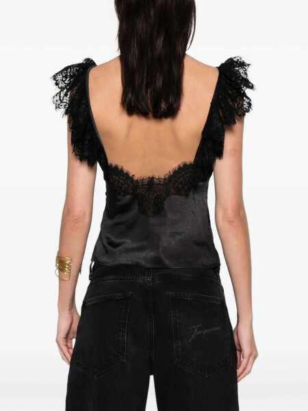 Bluze Self-Portrait Satin Lace Top BLACK Femei (BM 19534307) 4