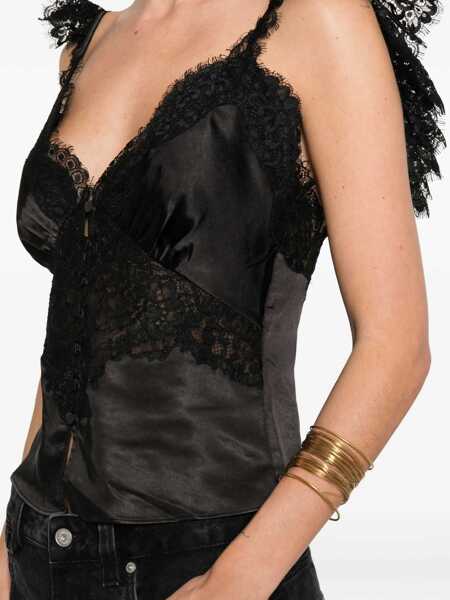 Bluze Self-Portrait Satin Lace Top BLACK Femei (BM 19534307) 5