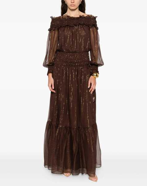 Rochii elegante Self-Portrait Georgette Maxi Dress BROWN Femei (BM 19534310) 2