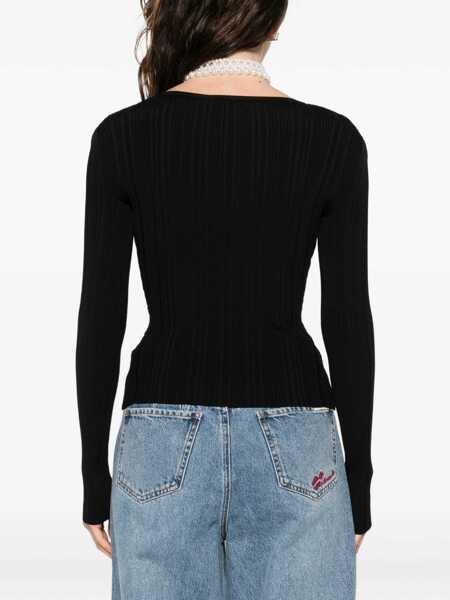 Bluze Self-Portrait Lace Knit Top BLACK Femei (BM 19534325) 4