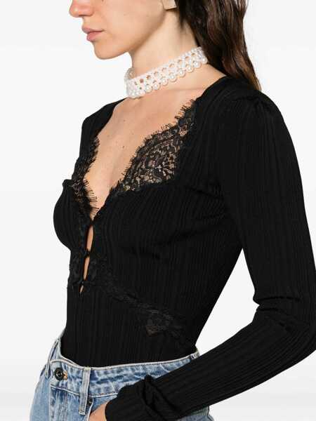 Bluze Self-Portrait Lace Knit Top BLACK Femei (BM 19534325) 5
