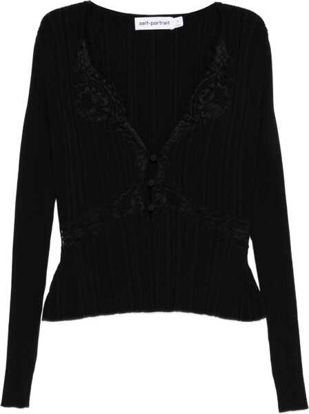 Bluze Self-Portrait Lace Knit Top BLACK Femei (BM 19534325) 1