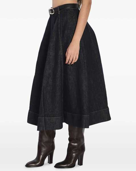 Fuste Self-Portrait Flared Midi Skirt BLUE Femei (BM 19534334) 2