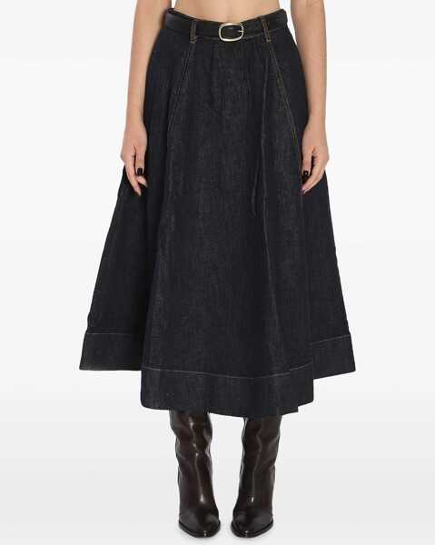 Fuste Self-Portrait Flared Midi Skirt BLUE Femei (BM 19534334) 3