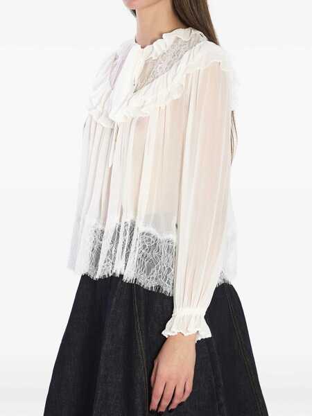 Bluze Self-Portrait Georgette Lace Blouse WHITE Femei (BM 19534349) 2