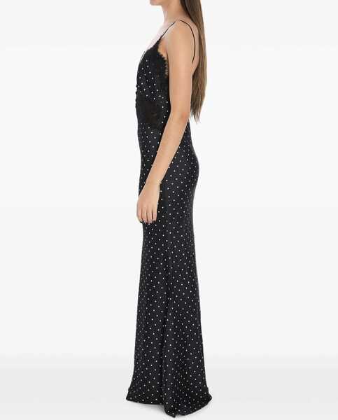 Rochii elegante Self-Portrait Polka Dot Satin Lace Maxi Dress BLACK Femei (BM 19534370) 3