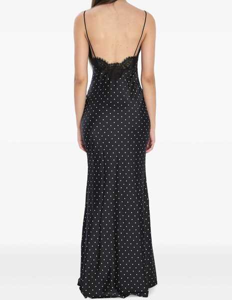 Rochii elegante Self-Portrait Polka Dot Satin Lace Maxi Dress BLACK Femei (BM 19534370) 4
