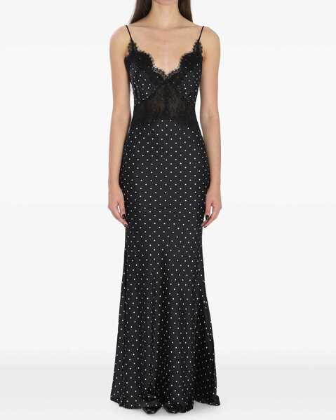 Rochii elegante Self-Portrait Polka Dot Satin Lace Maxi Dress BLACK Femei (BM 19534370) 1