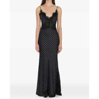 Rochii elegante Polka Dot Satin Lace Maxi Dress Femei