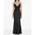 Self-Portrait Polka Dot Satin Lace Maxi Dress BLACK