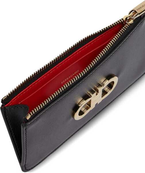 Portofele Ferragamo Gancini Credit Card Holder BLACK Femei (BM 19538201) 4