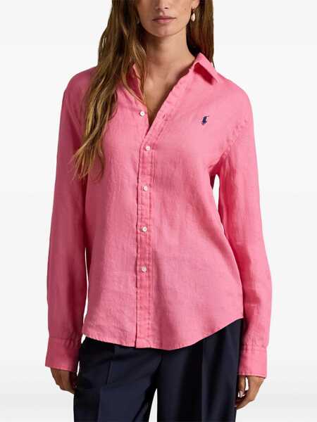 Camasi office Ralph Lauren Classic-fit linen shirt Fuchsia Femei (BM 19538415) 3