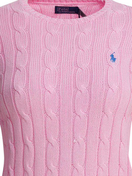 Pulovere Ralph Lauren Crew-neck cable-knit sweater with logo Pink Femei (BM 19538424) 3