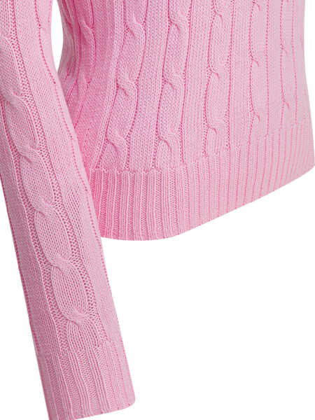Pulovere Ralph Lauren Crew-neck cable-knit sweater with logo Pink Femei (BM 19538424) 4