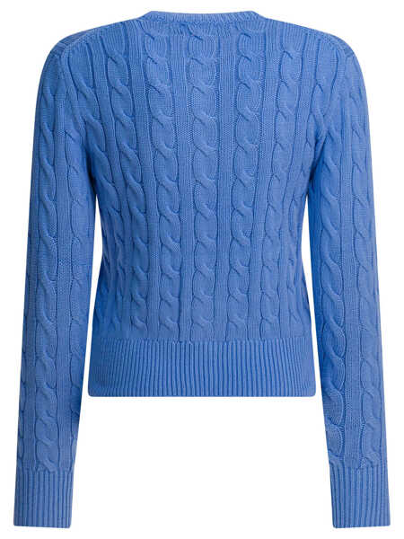 Cardigane Ralph Lauren Braided crewneck cardigan with logo Light blue Femei (BM 19538439) 2
