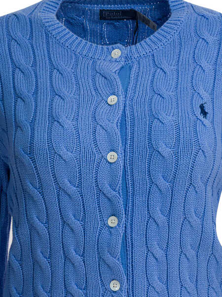 Cardigane Ralph Lauren Braided crewneck cardigan with logo Light blue Femei (BM 19538439) 3