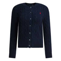 Cardigane Braided crewneck cardigan with logo Femei