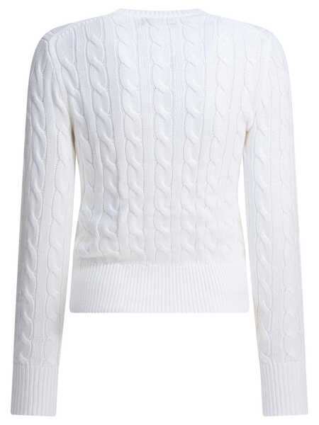 Cardigane Ralph Lauren Braided crewneck cardigan with logo White Femei (BM 19538448) 2