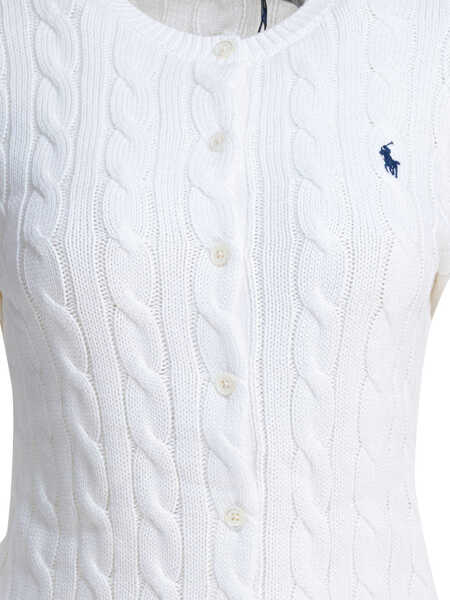 Cardigane Ralph Lauren Braided crewneck cardigan with logo White Femei (BM 19538448) 3