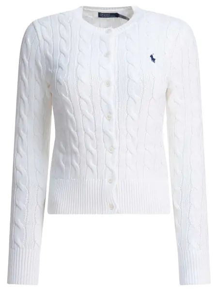 Cardigane Ralph Lauren Braided crewneck cardigan with logo White Femei (BM 19538448) 1