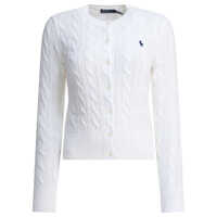 Cardigane Braided crewneck cardigan with logo Femei