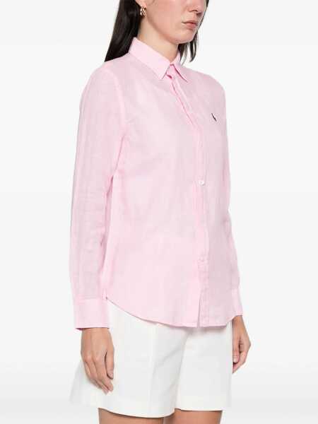 Camasi office Ralph Lauren Classic-fit linen shirt Pink Femei (BM 19538451) 3